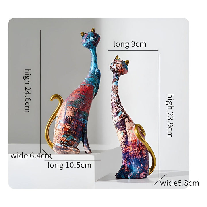 Sweet Lovers - Hand-painted Cat Couple Sculpture for Eternal Affection | Bowlift