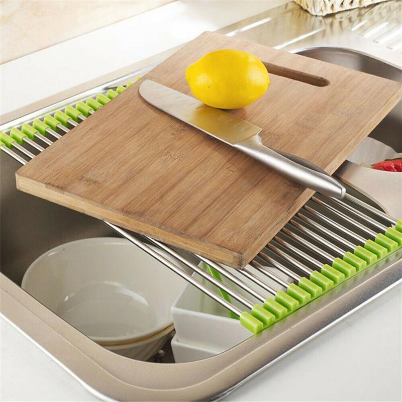 Stainless Steel Roll Up Dish Drying Rack, Foldable | Bowlift