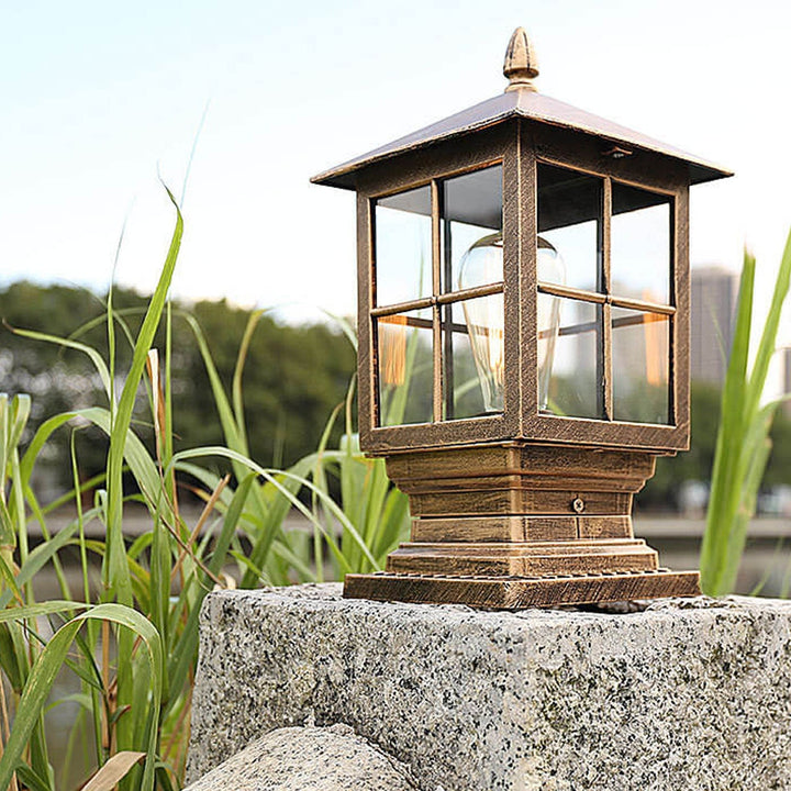European Outdoor Column Lantern Waterproof  Rustproof 1-Light Patio Light | Bowlift