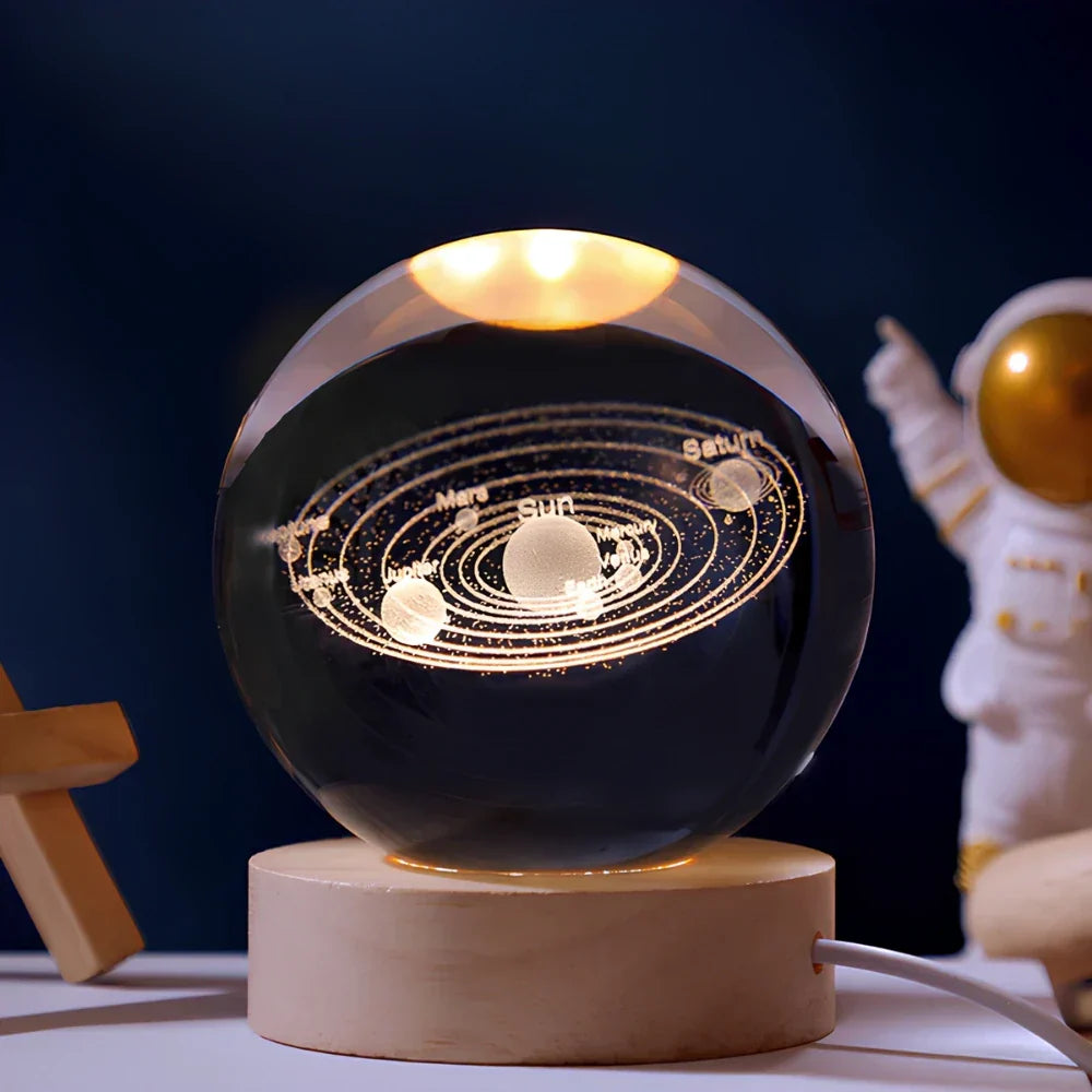 BowLift | Night Light Wooden Base Crystal Ball Lamp