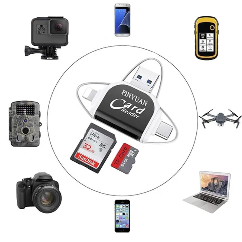 BowLift | New Multi-Port 4 in 1 Universal SD TF Card Reader