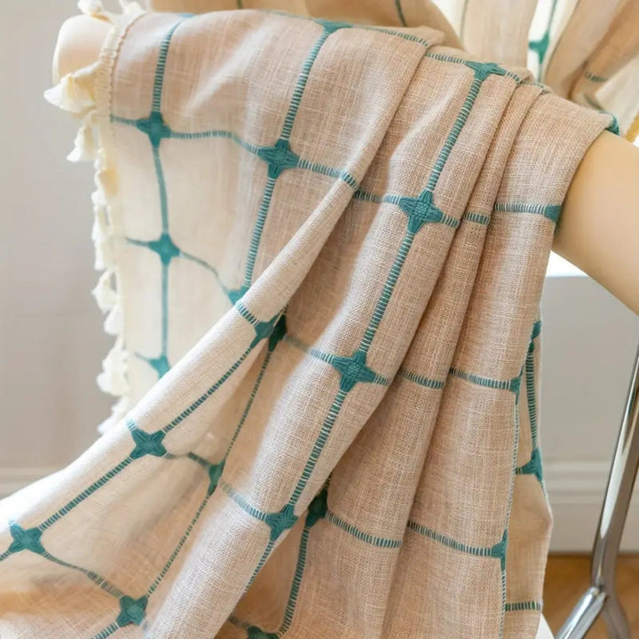 BowLift | Turquoise Lattice Boho Tassel Curtain
