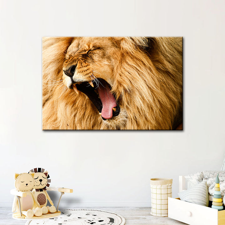 Enraged Lion's Roar - Canvas Wall Art Painting | Bowlift