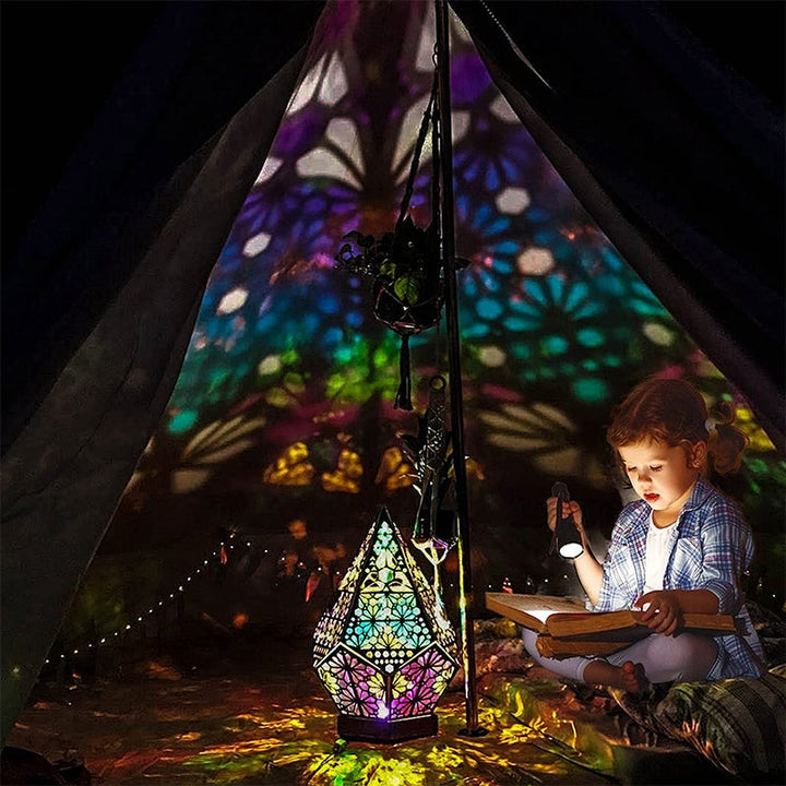 Bohemian Polar Star Wooden Floor Lamp, LED Colorful Star Projector | Bowlift