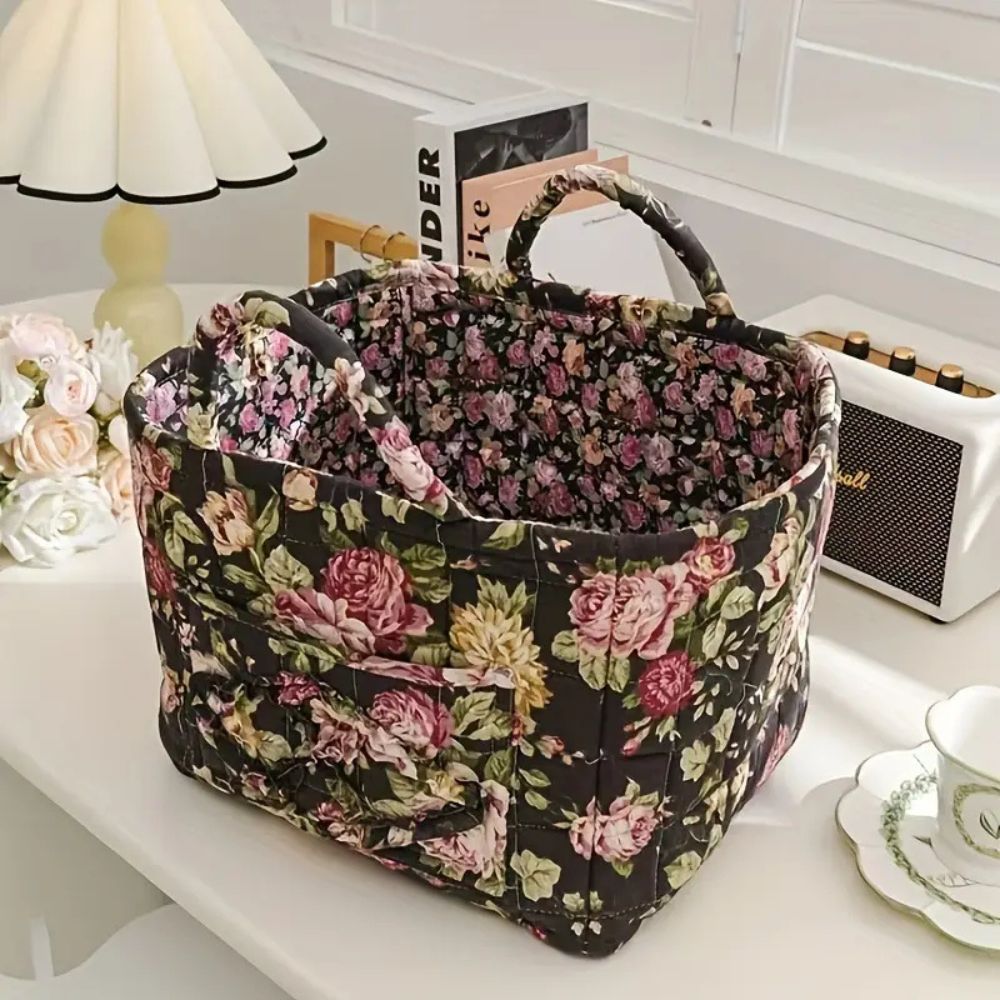 BowLift | Delicate Floral Canvas Storage Basket