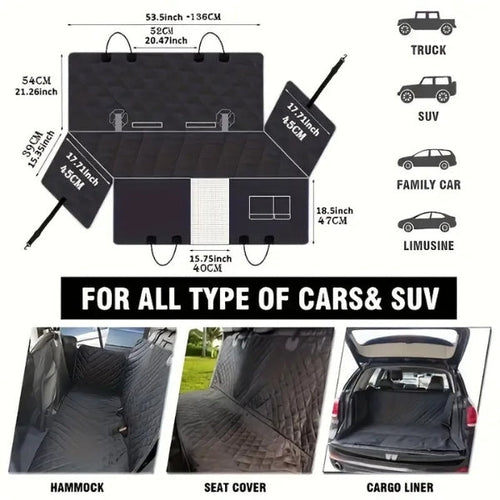 BowLift | Dog Car Seat with Hard Bottom & Back Seat Extender for Travel | Car Seat Protection for Large Dogs