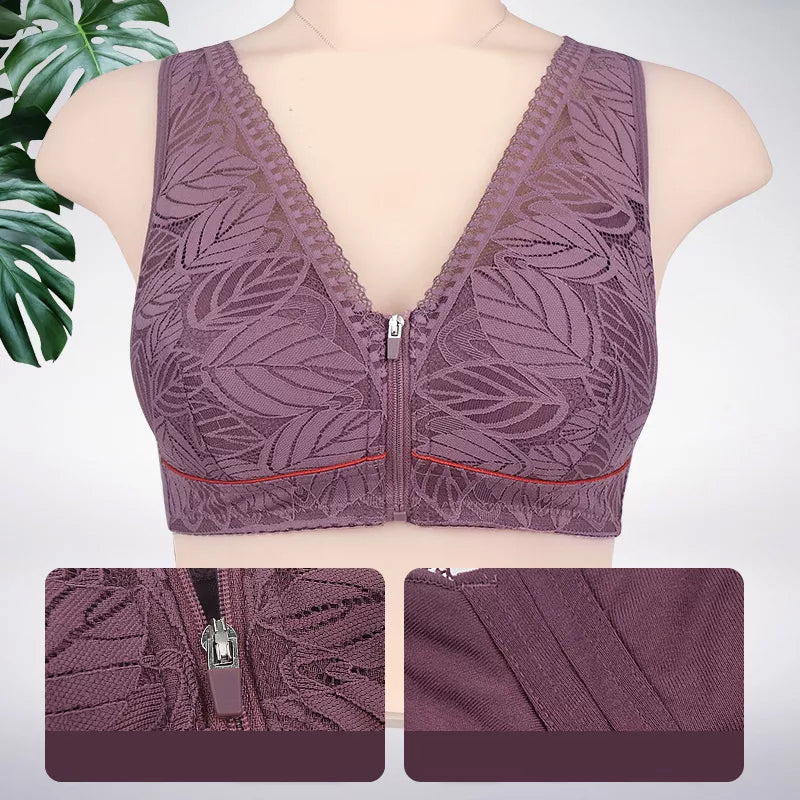 BowLift | Solid Color Lace Lingerie with Front Zipper