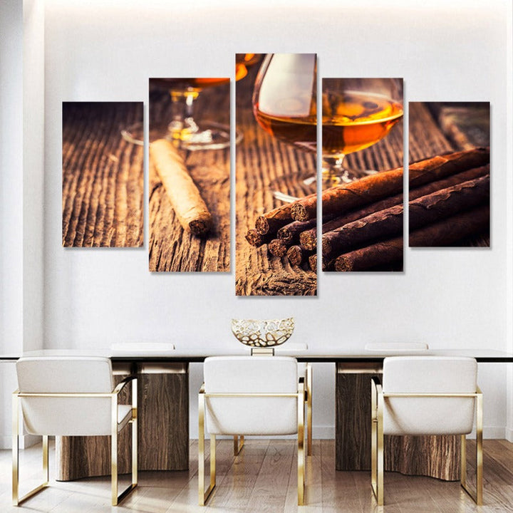 5 Piece Beautiful Brown Abstract - Canvas Wall Art Painting | Bowlift