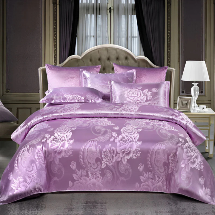 BowLift | Satin Floral Bedding Set with Duvet Cover and Pillowcases
