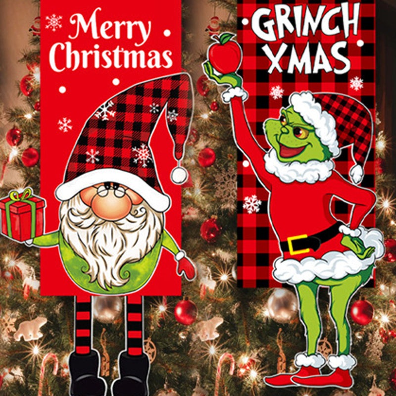 BowLift | Christmas Decoration Hanging Grinch Faceless Doll Door Hanging Flag Garden Flag