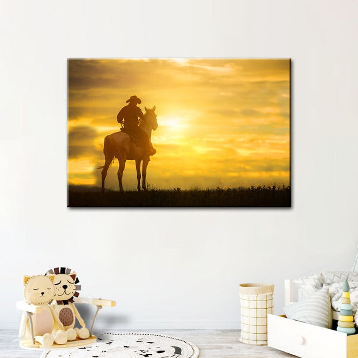A Cowboy And His Steed - Canvas Wall Art Painting | Bowlift