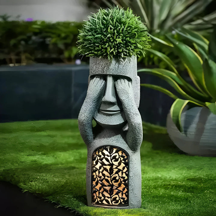 GlowSculpt – Solar LED Face Planter