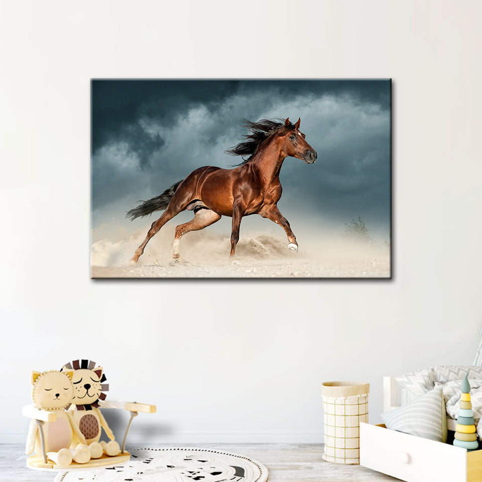 Brown Horse In Desert- Canvas Wall Art Painting | Bowlift