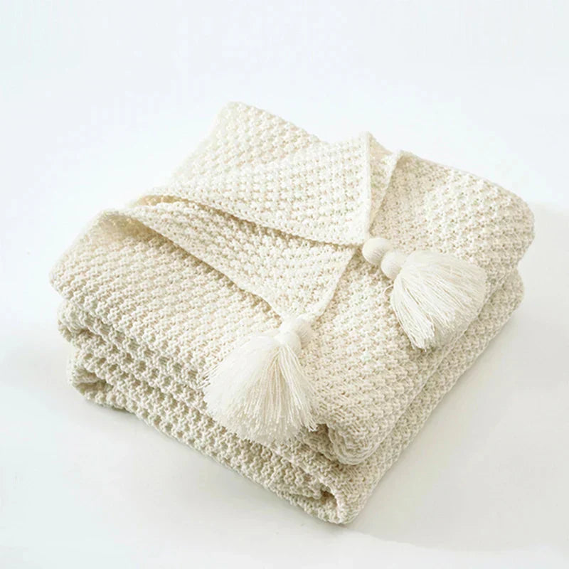 BowLift | NordiWrap Knitted Wool Blanket with Tassels | Nordic Design | Cozy & Elegant | Perfect for Home