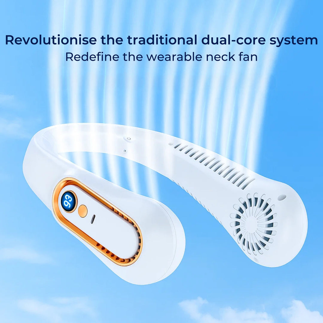 CoolEase | Portable Neck Fan – Hands‑Free Bladeless Cooling – Five‑Speed USB‑C – Travel Office Commuters Bowlift