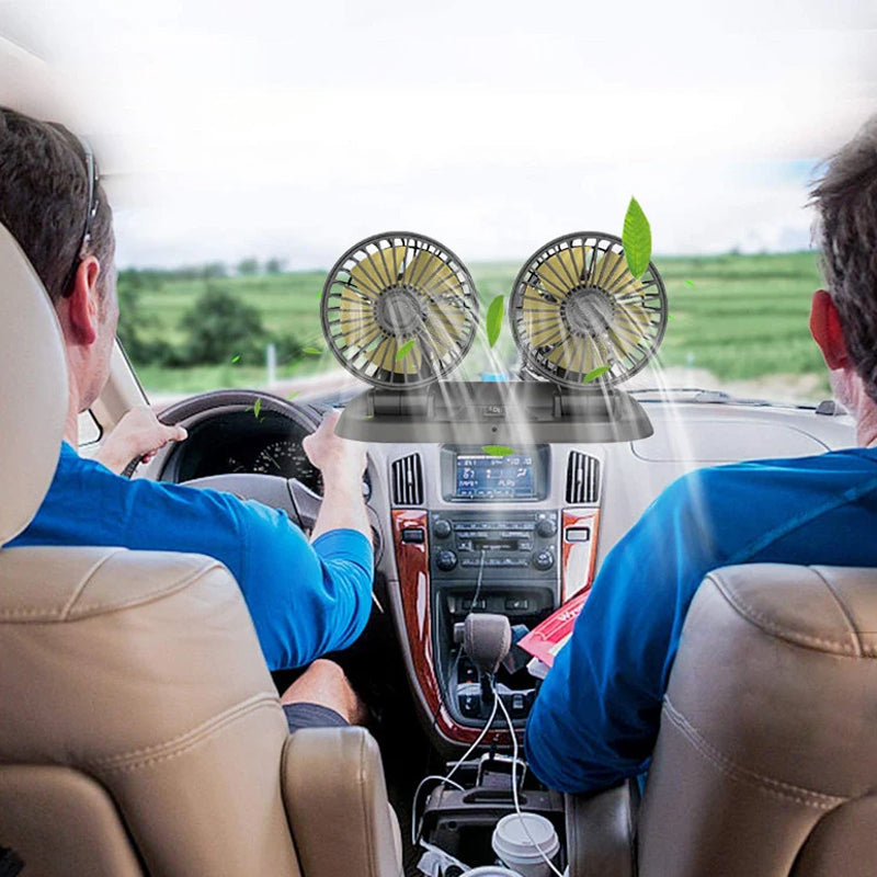 Mini swivel fan with double head for the car | Bowlift