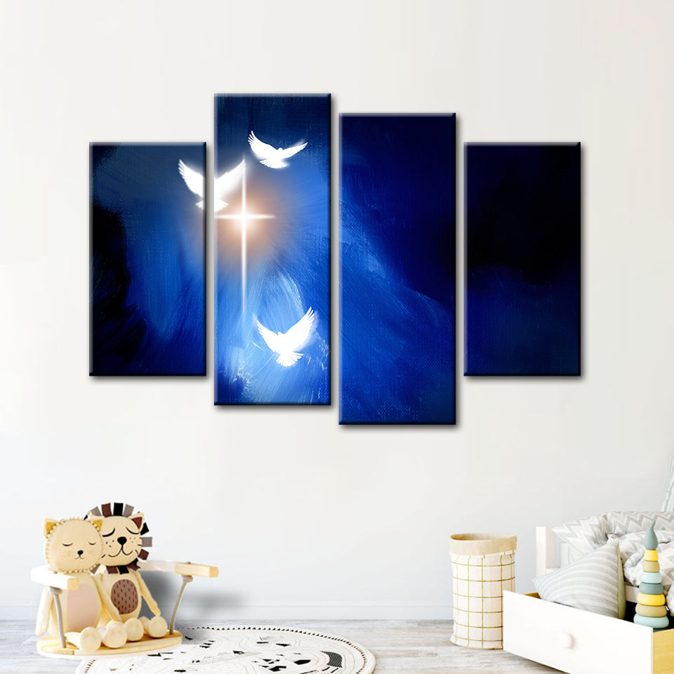 Shining Doves 4 Piece - Canvas Wall Art Painting | Bowlift