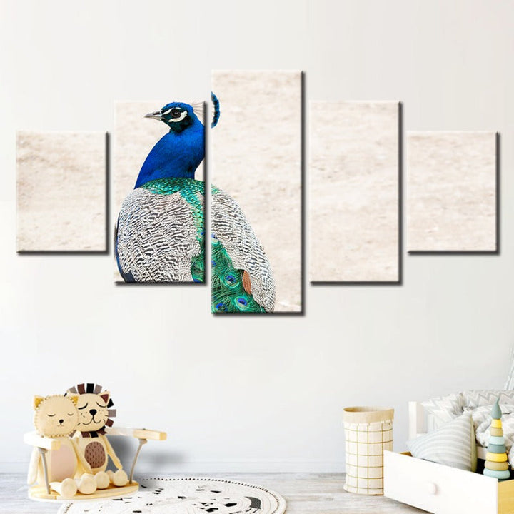 5 Piece Skirted Elegant Peacock - Canvas Wall Art Painting | Bowlift