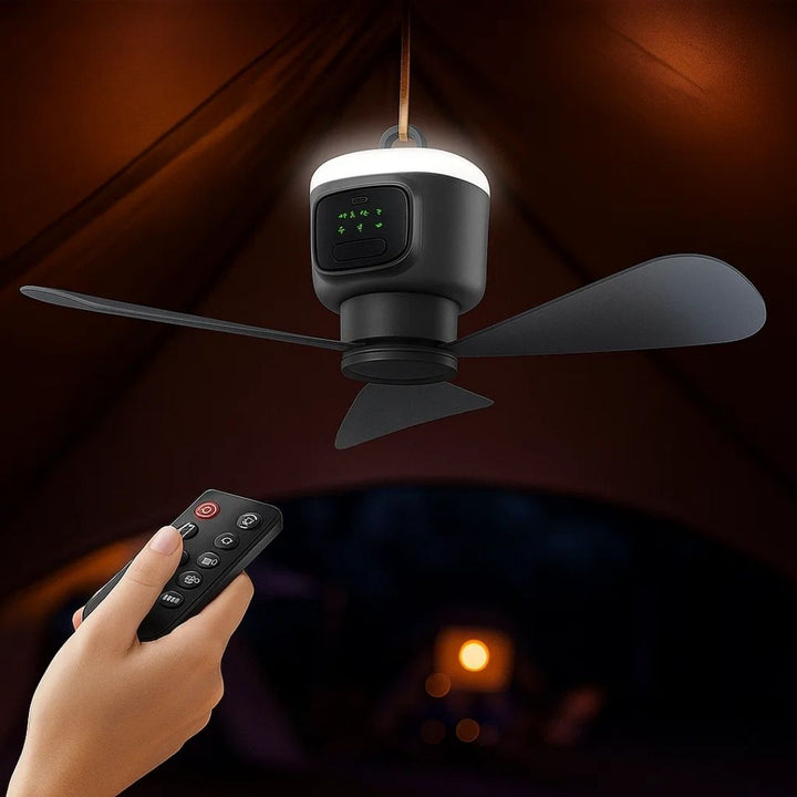 Control Ceiling Fan with Light – Battery-Powered 30h – Quiet Cooling Comfort – Ideal for Home Camping Travel Bowlift