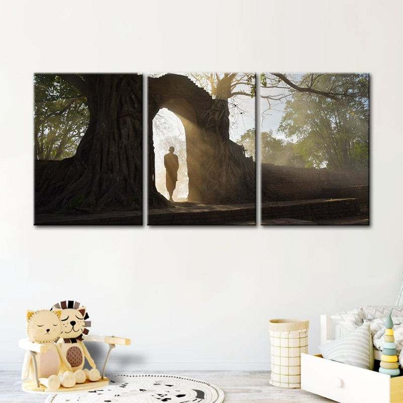 Lone Man Nature-Canvas Wall Art Painting 3 Pieces | Bowlift