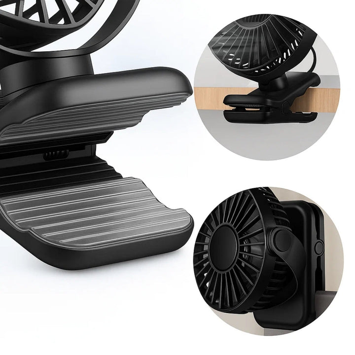 on USB Desk Fan Clamp Air Circulator – Long-Battery Cooling – Flame-Retardant Clamp – Quiet Nursery or Home-Office Use Bowlift