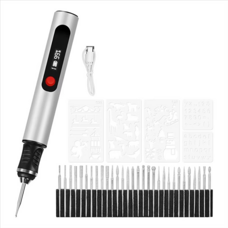 BowLift | DIY Engraving Pen for Artists, Rechargeable Precision Tool for 50+ Surfaces with 30 Bits and Mastery Guide