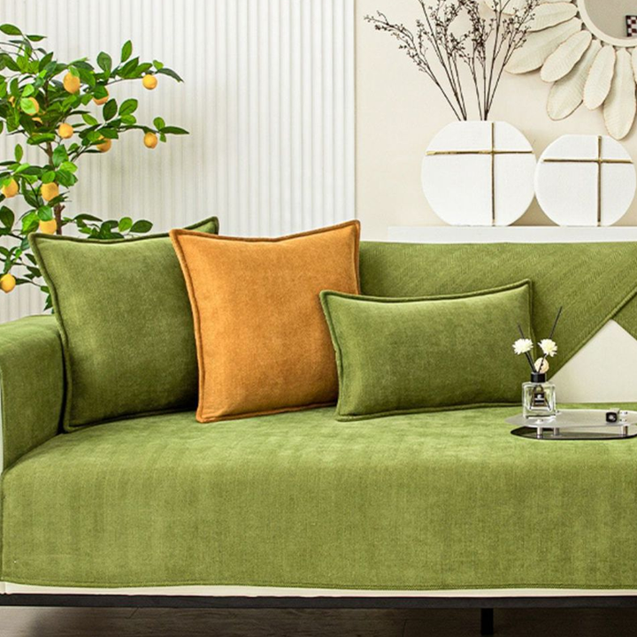 Herringbone Chenille Fabric Furniture Protector Sofa Cover | Bowlift