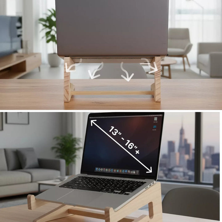 Ergonomic Neck Support – Ventilated Natural Wood – Prevents Overheating – Ideal for Home & Office Use Bowlift