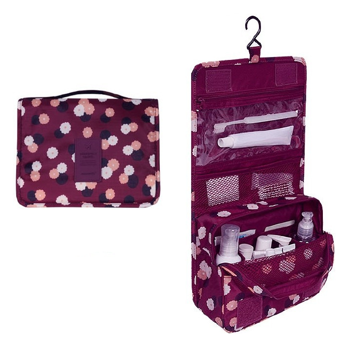 TravelEase – Water-repellent cosmetic bag with hook and compartments | Travel toiletry bag | Bowlift