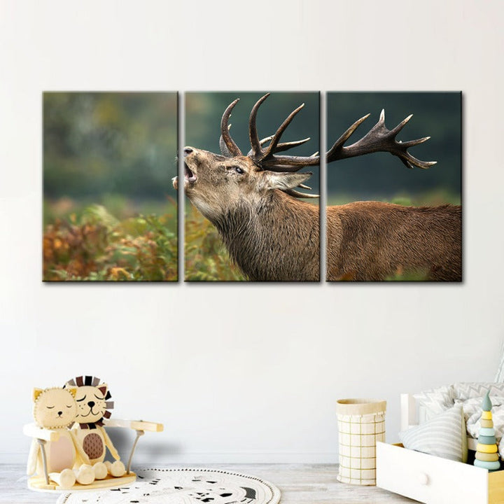 Bleating Elk - Canvas Wall Art Painting 3 Pieces | Bowlift