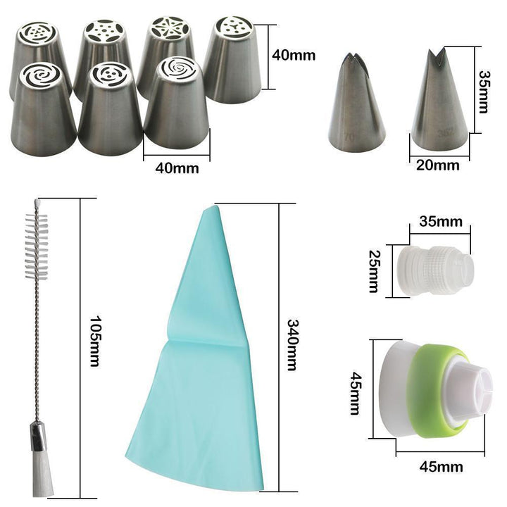 BowLift | Stainless steel spout set (13 pieces) for cupcakes and cake decoration action