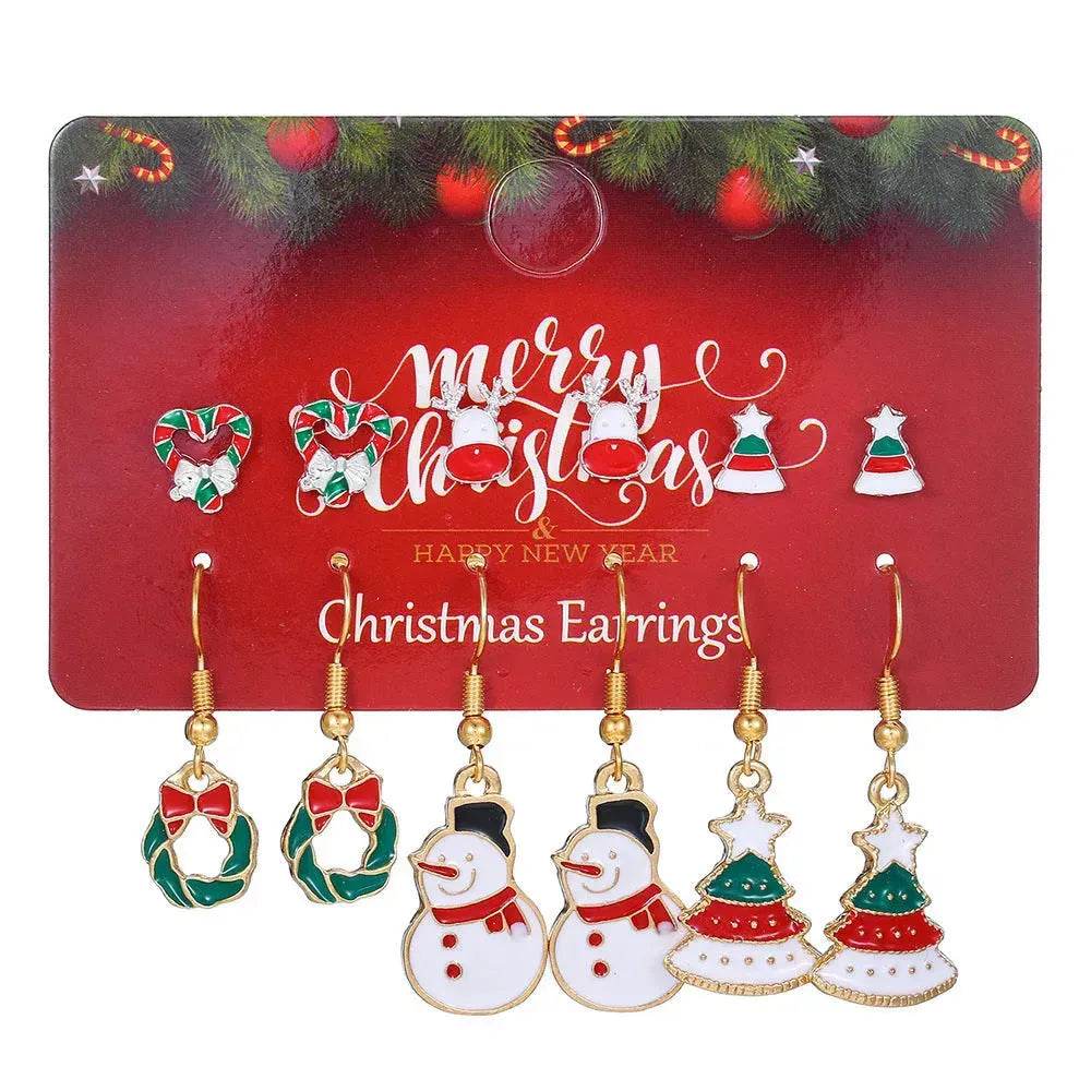 BowLift | Christmas Stud Combination Suit Snowflake Elk Earrings