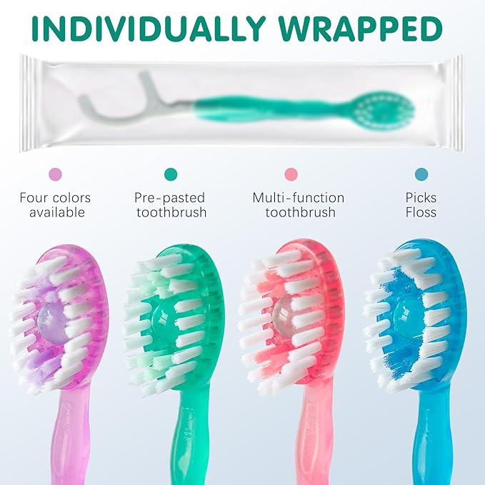 BowLift | Mini Toothbrush 5 in 1 Tool (Toothpaste + Floss + Pick + Tongue Scraper) Portable Travel Set