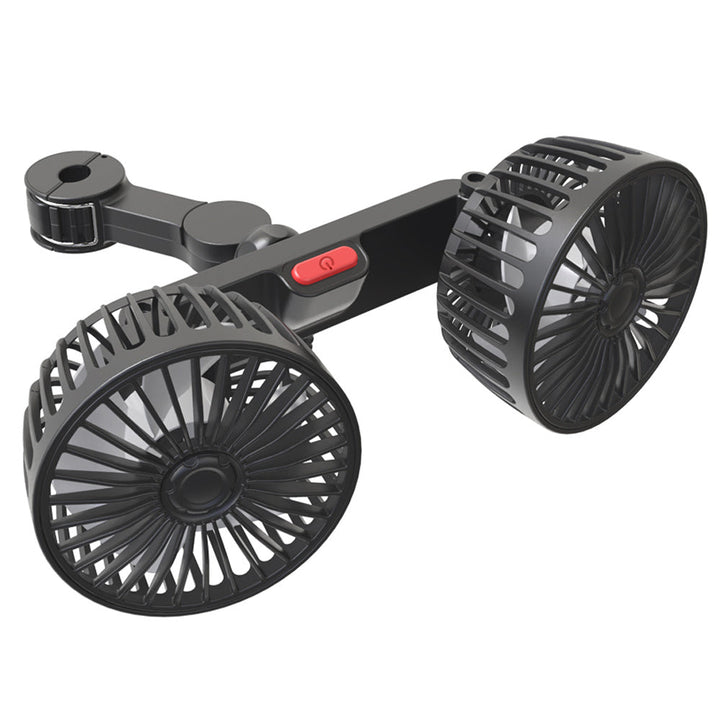 1 Pc Car Fan, Car Small Air Conditioner, Double-headed Rear Fan, Strong Wind, 360 Degrees Rotation, Large Air Volume, Subwoofer Operation, Base Fixed Clip Mounting Method, Suitable For Car Home | Bowlift