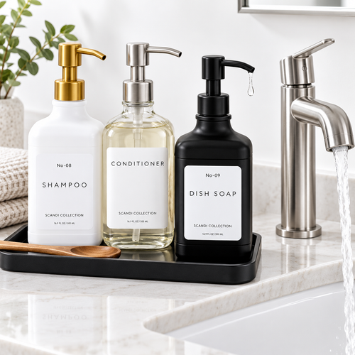 Refillable Luxury Pump Dispenser Set for Hand Wash and Dish Soap Bowlift