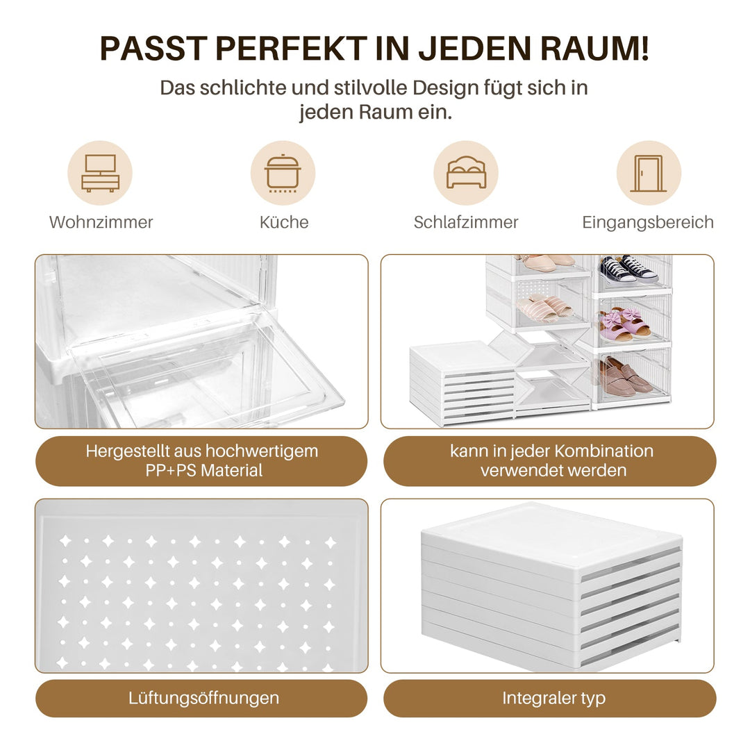 6 Layers Shoe Boxes Storage Box Stackable | Bowlift