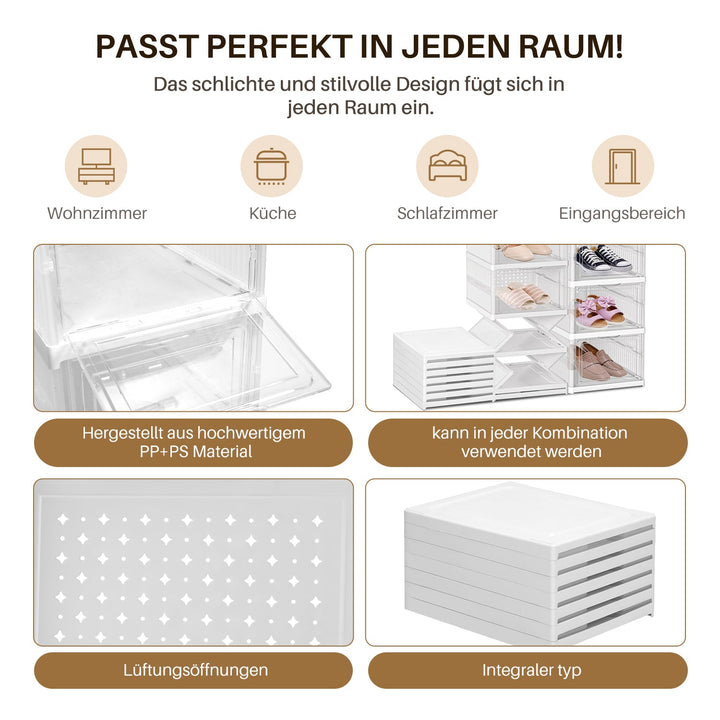 6 Layers Shoe Boxes Storage Box Stackable | Bowlift