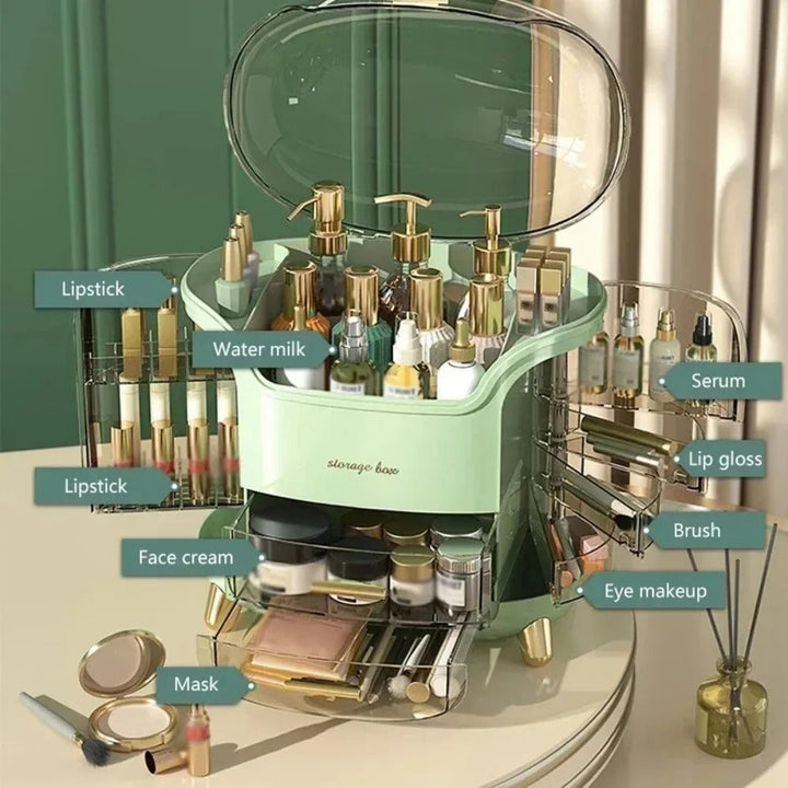 BowLift | Luxury Transparent Makeup Organizer with Sliding Doors and Drawers