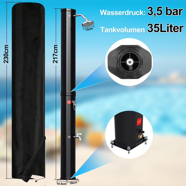 Solar shower 35L garden shower incl. protective cover | Bowlift