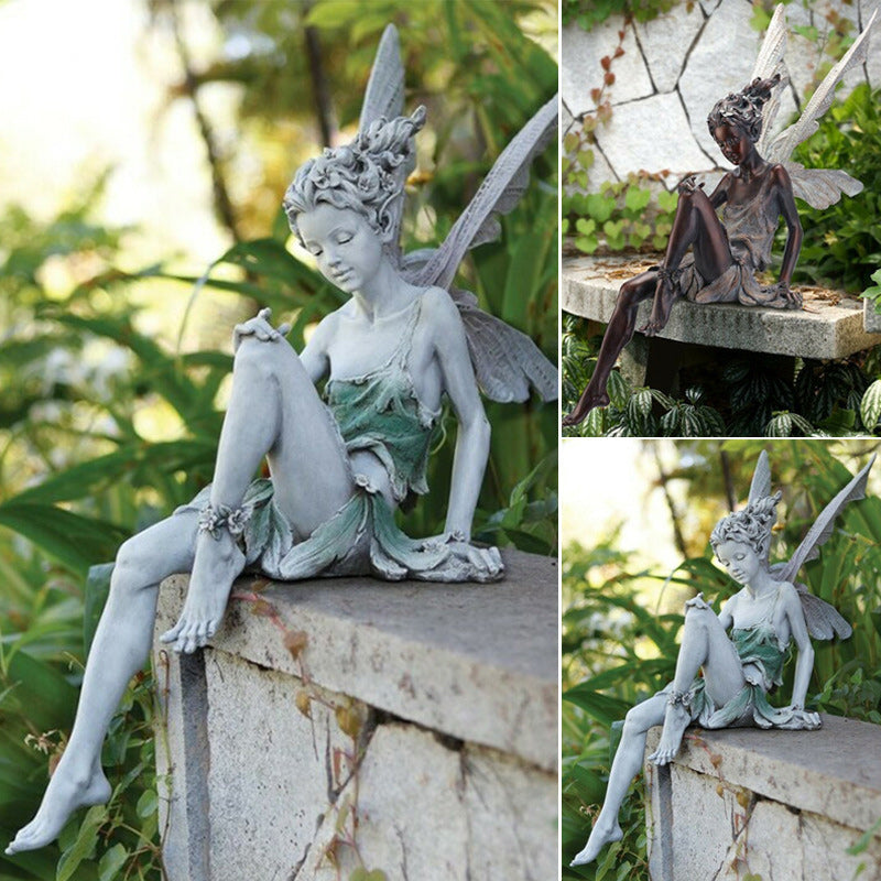 BowLift | Statue of sitting fairy in the garden