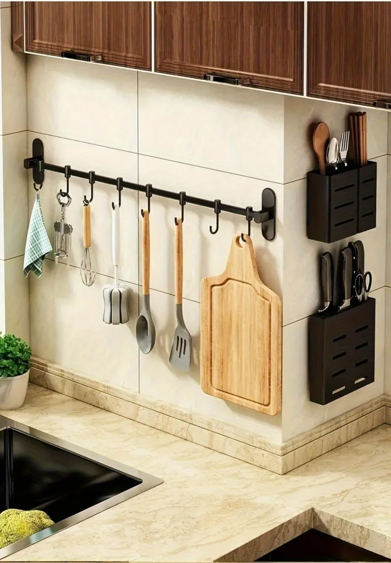 CookEase Kitchen Wall Shelf – Multifunctional Organizer for Lids, Spatulas & Kitchen Utensils Bowlift