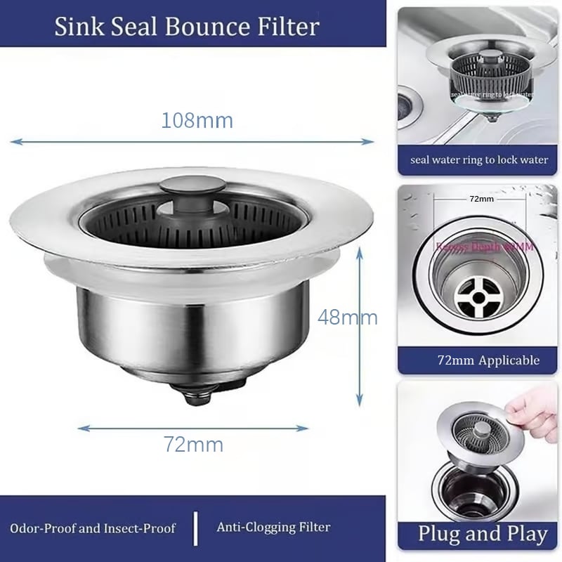 BowLift | New Upgraded Sink Bounce Core Drain Strainer