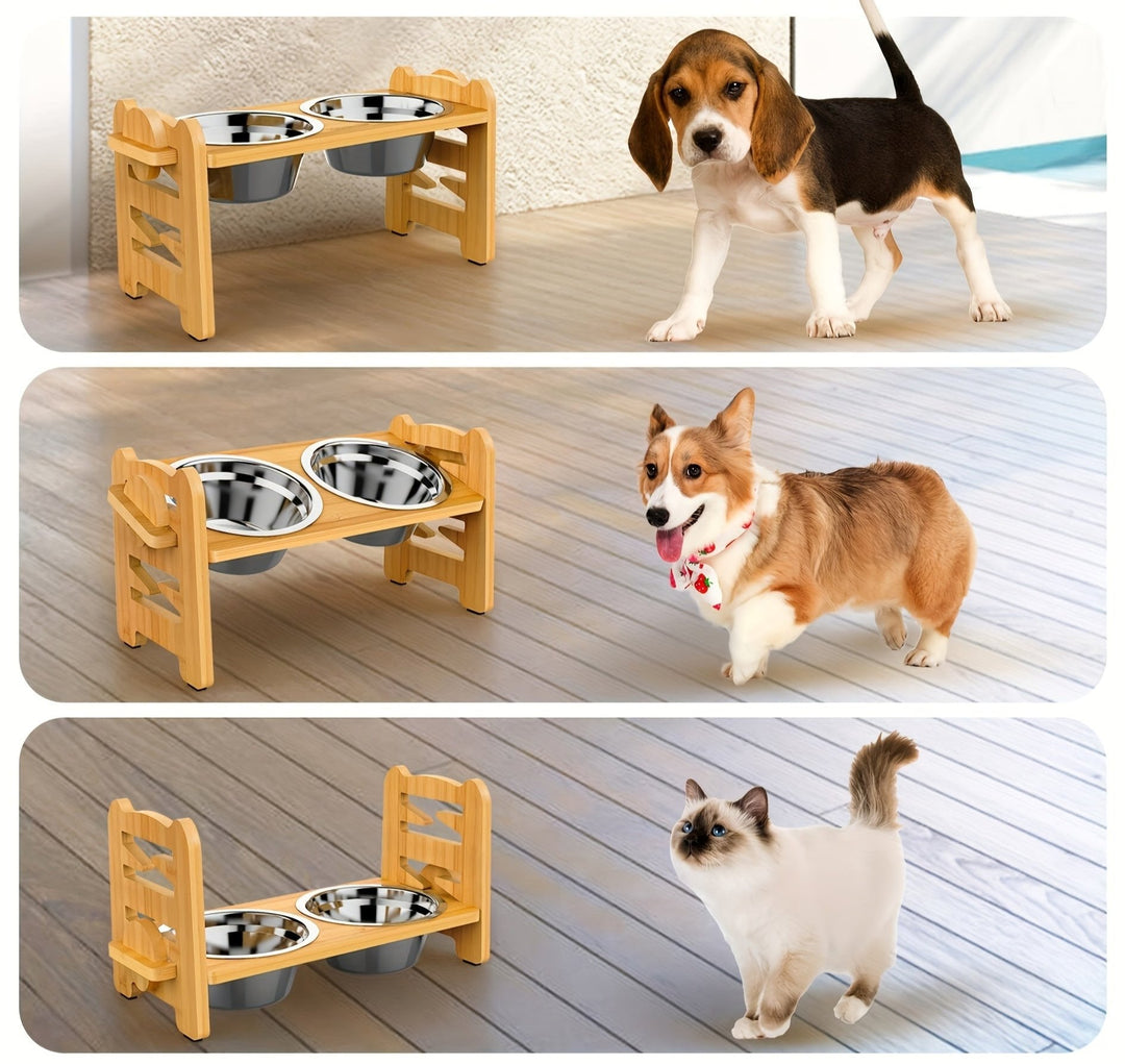 Elevated non-slip dog bowl stand with double bowls Bowlift