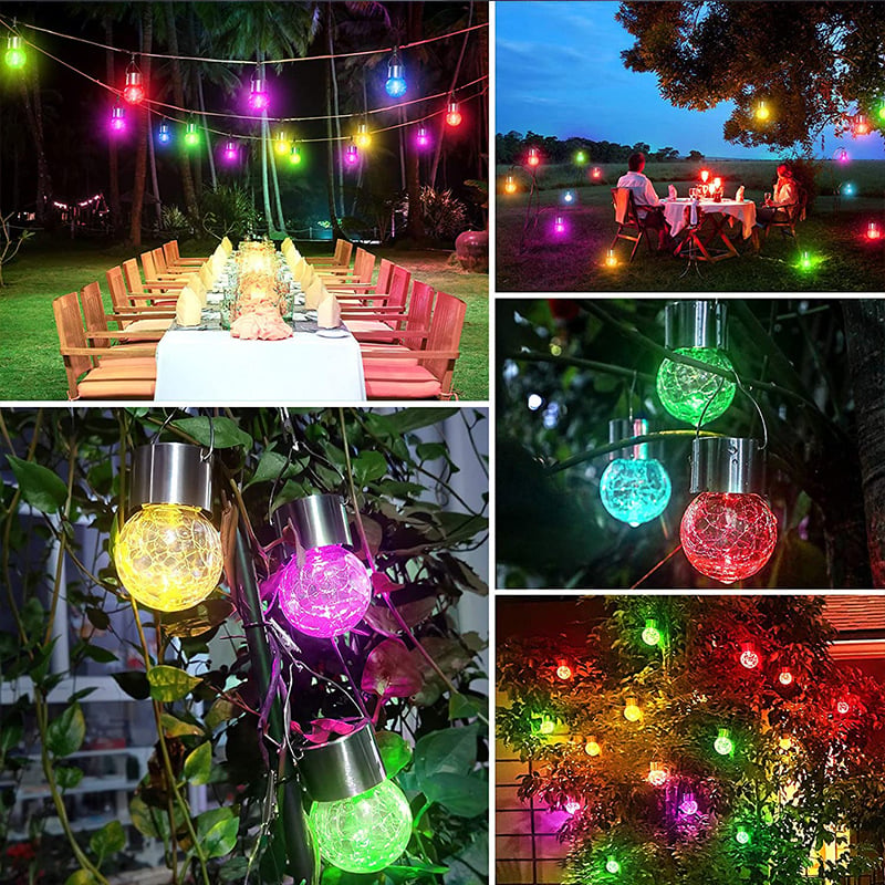 BowLift | Multicolor Crackle Glass Hanging Solar Light