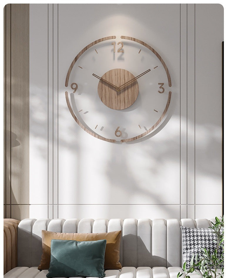 Nordic Silent Wall Decoration Clock Made of Real Wood, 35 cm | Silent and Stylish | Bowlift