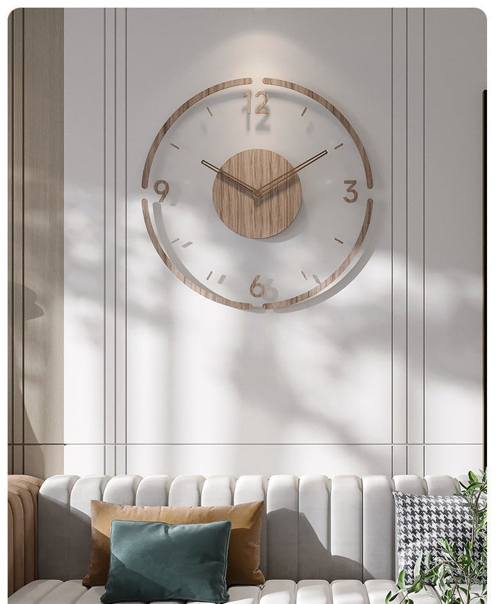 Nordic Silent Wall Decoration Clock Made of Real Wood, 35 cm | Silent and Stylish | Bowlift