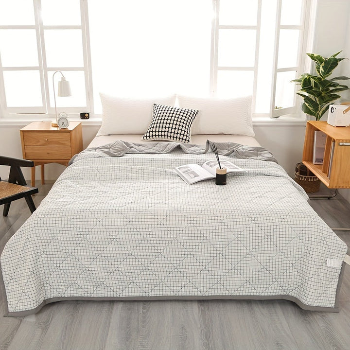 Elegant Preppy Plaid Summer Blanket for Cool Nights | Bowlift