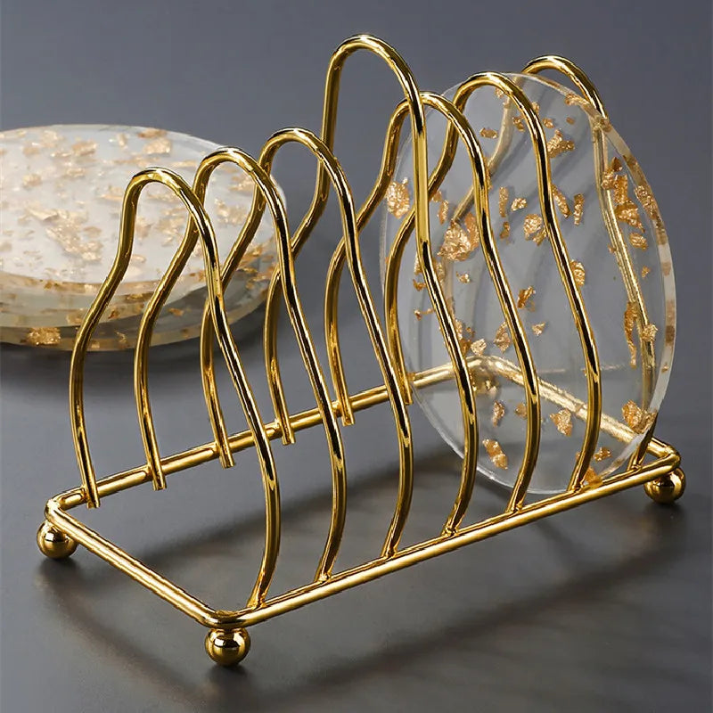 BowLift | 6pcs Acrylic Gold Foil Coaster Set with Holder