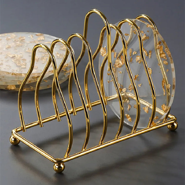 BowLift | 6pcs Acrylic Gold Foil Coaster Set with Holder