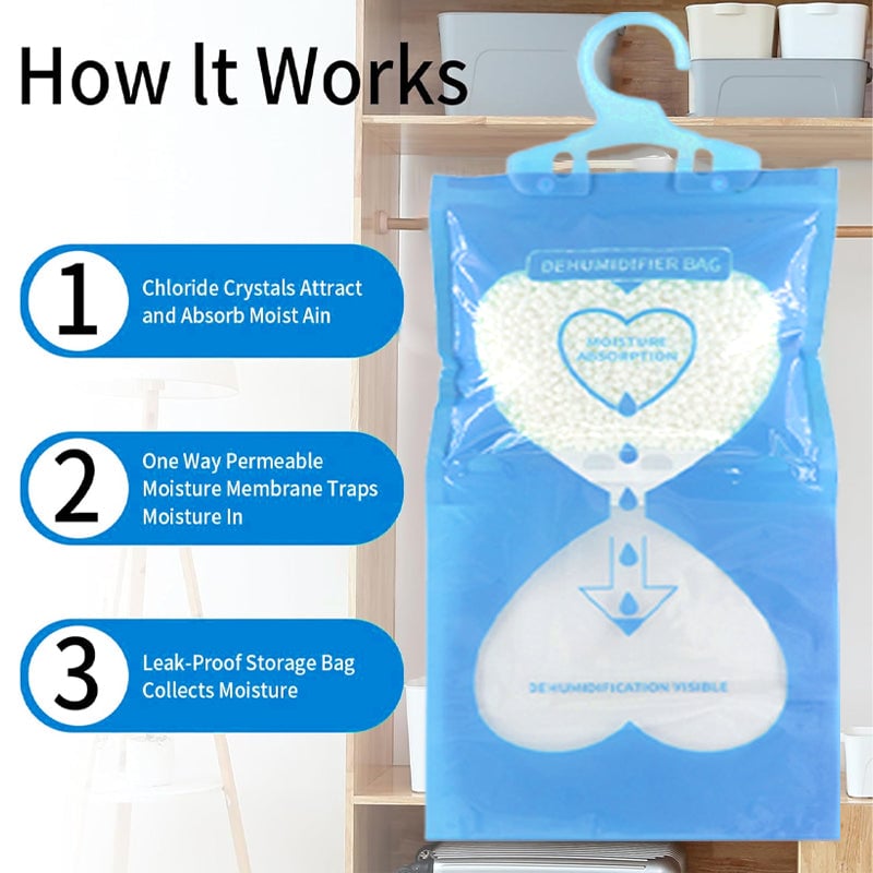 Hanging Interior Wardrobe Dehumidifier, Hanging Moisture Absorber Bags | Bowlift